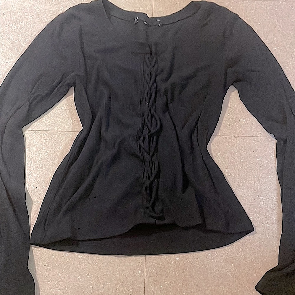 Black braided detail long sleeve tight corset cute